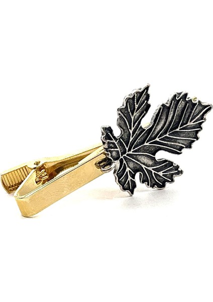 Altın Renk Gümüş Renk Yaprak Detaylı Kravat Iğnesi KIY734