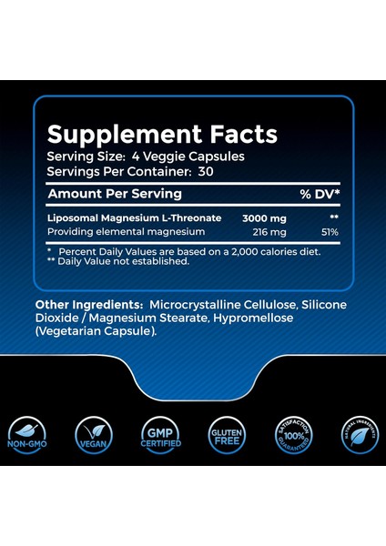 Magnesium L-Threonate 3000 Mg High Absorption 120 Kapsul