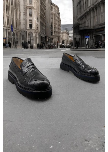 1309 Siyah Deri Ortopedik Günlük Erkek Casual Ayakkabı fırsatları