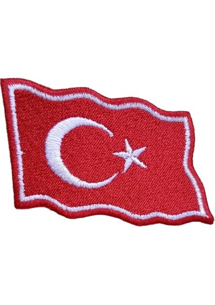 Ütü ile Yapışan Dalgalı Türk Bayrağı Arma Yama Patch 7 cm