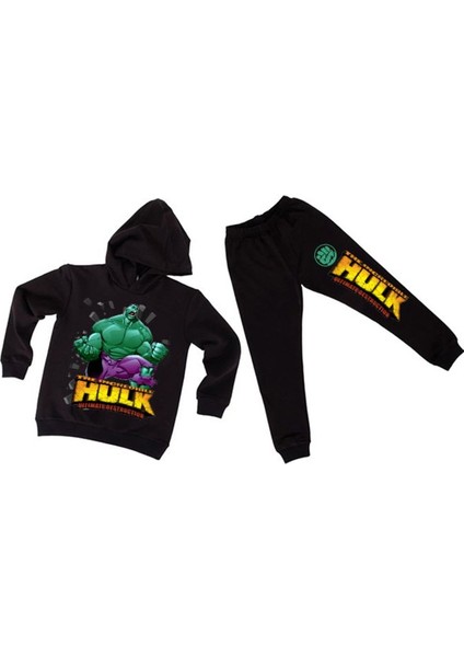Hulk Çocuk Eşofman Takımı Pamuklu Kumaş Kapüşonlu