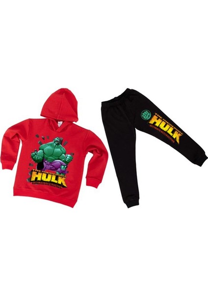 Hulk Çocuk Eşofman Takımı Pamuklu Kumaş Kapüşonlu