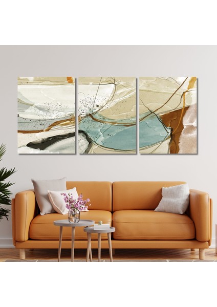 3'lü Kanvas Duvar Tablosu Karışık Modern Çizgiler Dizaynı