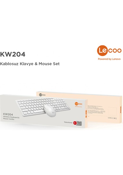 KW204 2.4GHz Kablosuz Türkçe Q Klavye & Mouse Set Beyaz