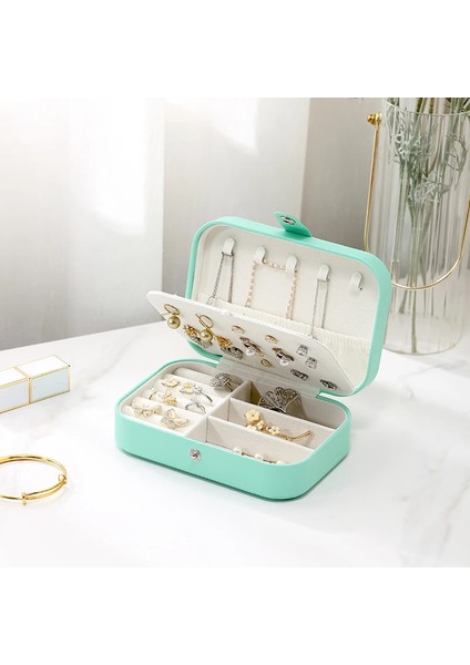 Dikdörtgen Takı Kutusu 3 Bölmeli Mücevher Düzenleyici Yüzük Küpe Kolye Seyahat Organizeri