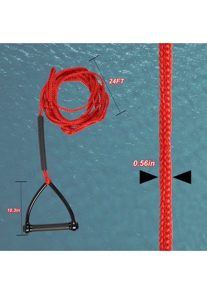 24FT Saplı Su Sporları Halatı, Çocuk Kürek Çekme Halatı, Kayak, Su Kayağı ve Diz Üstü Kayak Gibi Çeşitli Su Sporlarında Kullanılabilir (Yurt Dışından) fırsatları