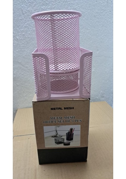 Masaüstü Hediyelik Kalemlik Seti Pembe ( 3. Lü )