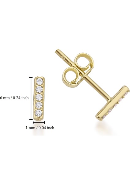 14 Ayar Altın Taşlı Mini Çizgi Çivi Küpe KRS-K58-14GEZ fiyatları