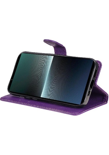 Sony Xperia 1V Için Flip Case Yüksek Kalite Deri Klasik Düz Renk Kılıf (Yurt Dışından)