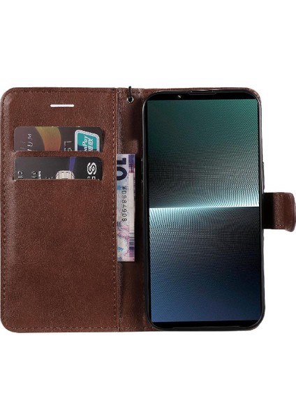 Sony Xperia 1V Için Flip Case Yüksek Kalite Deri Klasik Düz Renk Kılıf (Yurt Dışından)