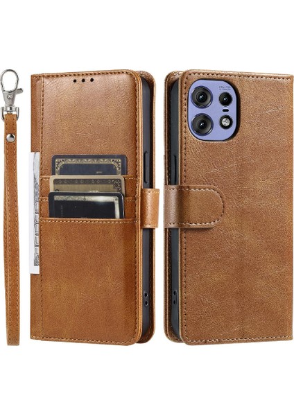 Motorola Moto Kenar 50 Pro 6 Kart Yuvaları Kickstand Pu Deri Için Flip Case (Yurt Dışından)