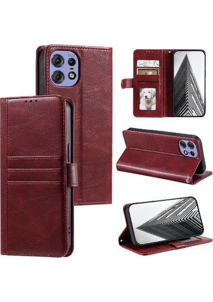 Motorola Moto Kenar 50 Pro 6 Kart Yuvaları Kickstand Pu Deri Için Flip Case (Yurt Dışından)