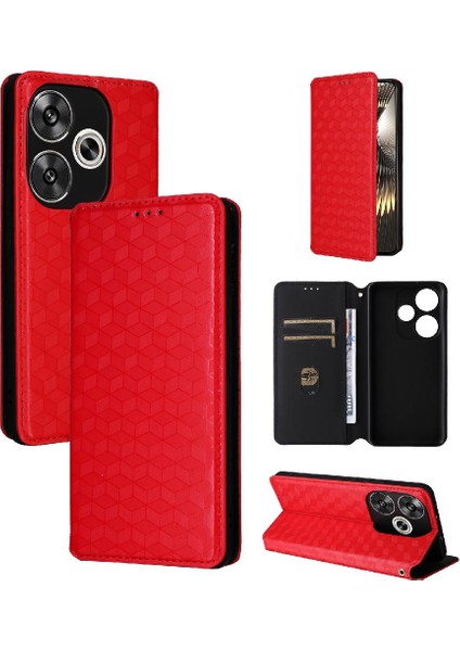 Xiaomi Poco F6 Pu Deri Cüzdan 3D Desen Manyetik Kapatma (Yurt Dışından)