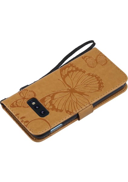 Kart Yuvası Standı ile Samsung Galaxy S10E Pu Deri Kılıf Darbeye (Yurt Dışından)