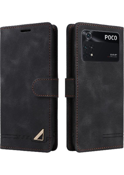 Xiaomi Poco M4 Pro Için Flip Case Cüzdan Kapak Çevirin Deri Kılıf Basit (Yurt Dışından)