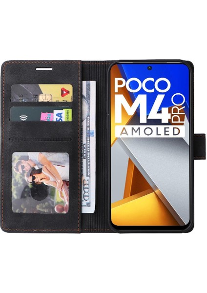 Xiaomi Poco M4 Pro Için Flip Case Cüzdan Kapak Çevirin Deri Kılıf Basit (Yurt Dışından)