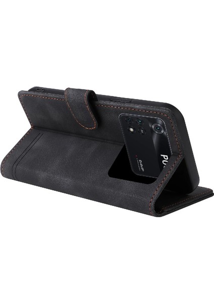 Xiaomi Poco M4 Pro Için Flip Case Cüzdan Kapak Çevirin Deri Kılıf Basit (Yurt Dışından)