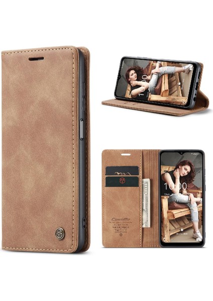 Samsung Galaxy A12 5g Manyetik Kapatma Darbeye Vintage Pu Için Flip Case (Yurt Dışından)