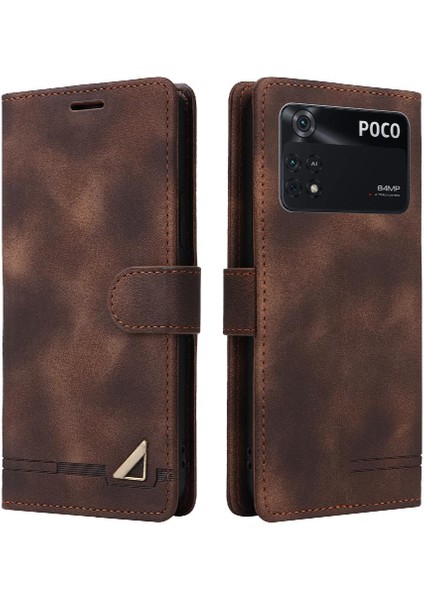 Xiaomi Poco M4 Pro Için Flip Case Cüzdan Kapak Çevirin Deri Kılıf Basit (Yurt Dışından)