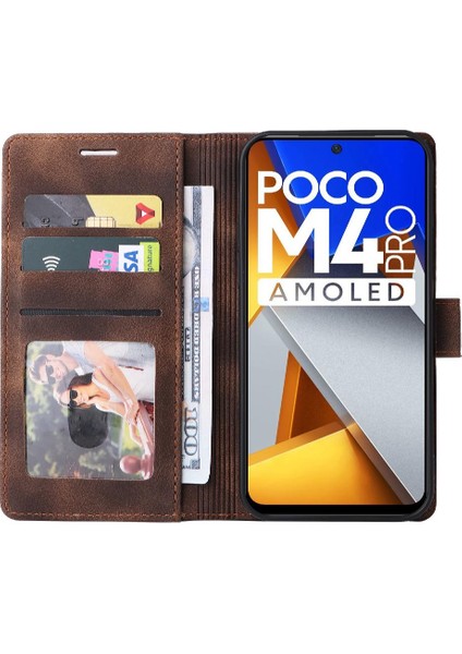Xiaomi Poco M4 Pro Için Flip Case Cüzdan Kapak Çevirin Deri Kılıf Basit (Yurt Dışından)