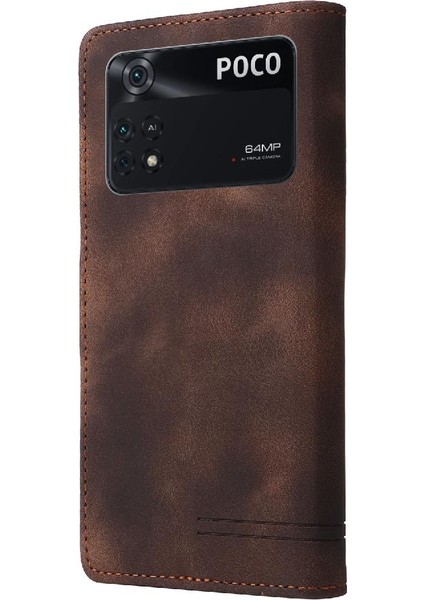 Xiaomi Poco M4 Pro Için Flip Case Cüzdan Kapak Çevirin Deri Kılıf Basit (Yurt Dışından)