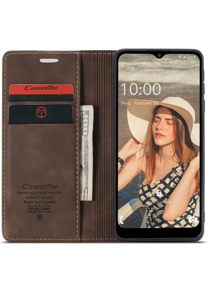 Samsung Galaxy A02S Için Flip Case Vintage Pu Deri Cüzdan Flip Folio (Yurt Dışından)