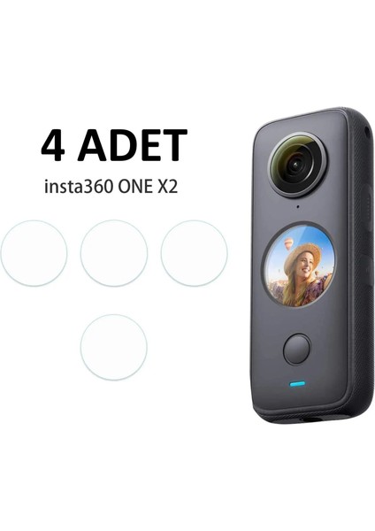 Cda Store Insta 360 One X2 360 Aksiyon Kamerası Uyumlu 4 Adet Şeffaf Ekran Koruyucu Jelatin