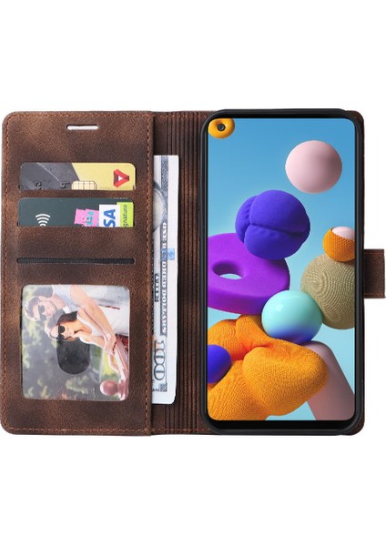 Samsung Galaxy A21S Için Flip Case Cüzdan Kapak Kapak Basit Iş Çantası (Yurt Dışından) modelleri