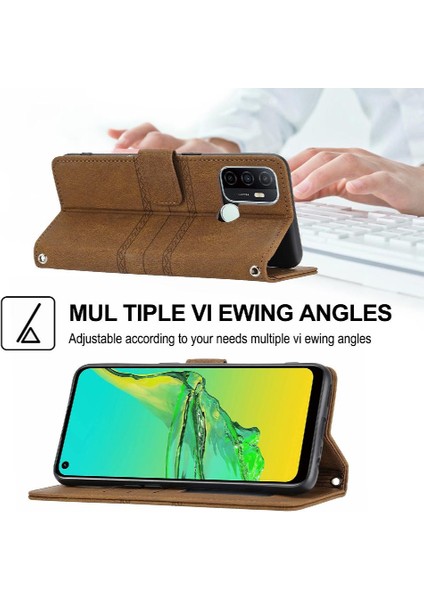 Oppo Için Flip Case A53 4g Darbeye Koruyucu Kickstand Cüzdan Kılıf Pu (Yurt Dışından)