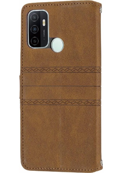 Oppo Için Flip Case A53 4g Darbeye Koruyucu Kickstand Cüzdan Kılıf Pu (Yurt Dışından)