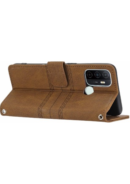 Oppo Için Flip Case A53 4g Darbeye Koruyucu Kickstand Cüzdan Kılıf Pu (Yurt Dışından)