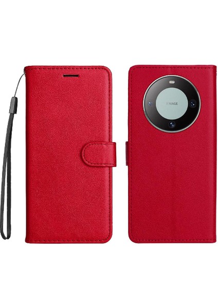 Kart Yuvası Klasik Düz Renk Iş ile Huawei Mate 60 Için Flip Case (Yurt Dışından)