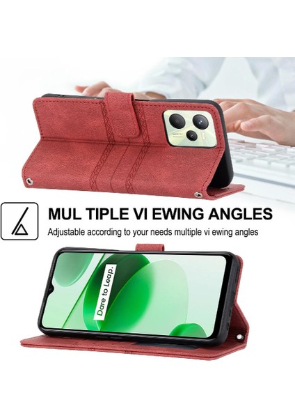Realme 9 Pro Kickstand Darbeye Koruyucu Cüzdan Kılıf Pu Için Flip Case (Yurt Dışından)