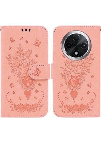 Oppo A3 Pro 5g Flip Pu Deri Kapak Için Kılıf Kart Yuvaları Kabartma Gül Durumda (Yurt Dışından)