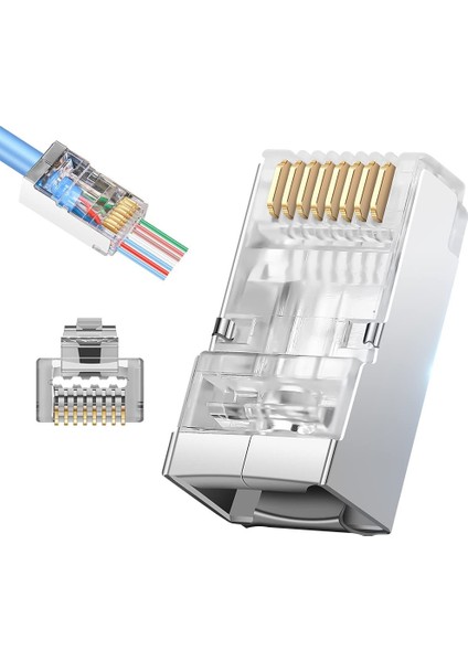 Açık Uçlu RJ45 Cat6 Ethernet Soketi 8p 8c Internet Kablosu Ucu Jack Soket  100 Lü Paket