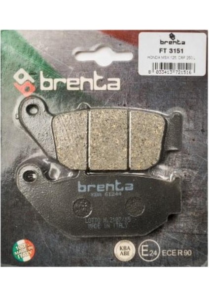 Benelli Tnt 125 Arka Fren Balatası Takım Brenta