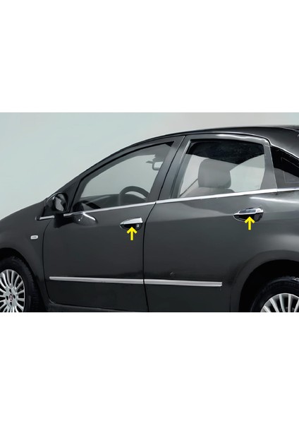 Fiat Linea Krom Kapı Kolu+Çerçeve 4 Kapı 8 Parça 2007> Paslanmaz Çelik