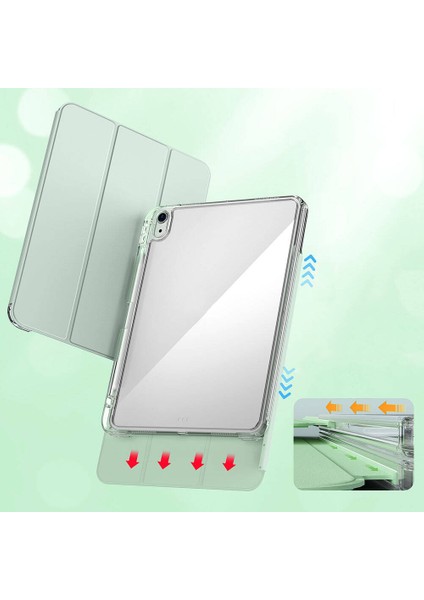 Apple iPad Air 4. Nesil 10.9 (2020) Manyetik Standlı Darbeye Dayanıklı Shockproof Kalemlikli Kızaklı Hybrid Kılıf A2316 A2324 A2325 A2072