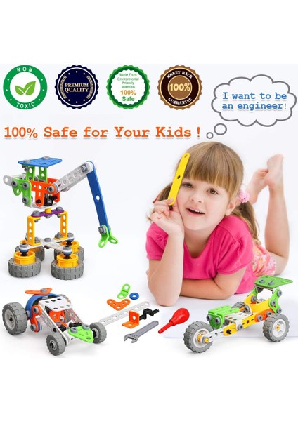Moontoy Model 11 Eğitici Mühendislik Inşaat Yap Oyna 175 Pcs Oyun Seti