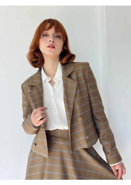 Kısa Blazer Ceket Kadın Kum indirimleri