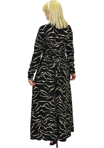 Kadın Leopar Desen Krep O Yaka Elbise BGL-ST03539 fırsatları