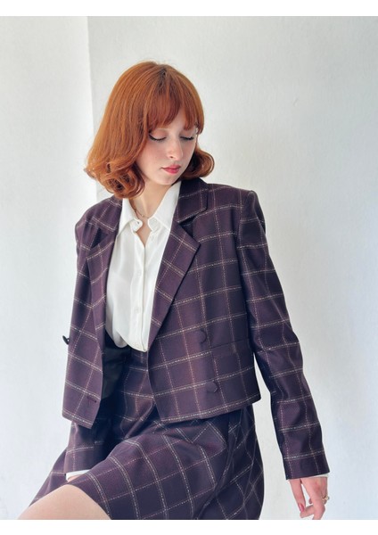Kısa Blazer Ceket Kadın Mürdüm fiyatları