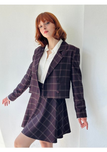 Kısa Blazer Ceket Kadın Mürdüm fırsatları