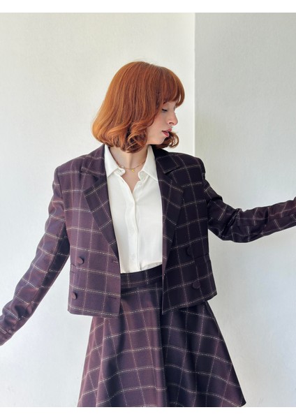 Kısa Blazer Ceket Kadın Mürdüm indirimleri