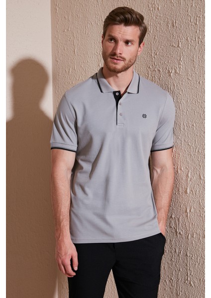 Pamuk Düğmeli Slim Fit Polo T Shirt Erkek Polo T Shirt 5902118