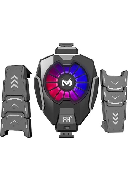 Memo DL05 Dijital Göstergeli Rgb LED Işıklı Gamer Oyuncu Telefon ve Tablet Soğutucu Fan