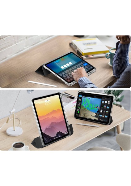 Apple iPad Pro 13 2024 Manyetik Standlı Darbeye Dayanıklı Shockproof Kalemlikli Kızaklı Hybrid Kılıf A2925 A2926 fırsatları