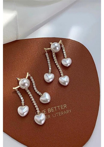 Romantik Kalp Inci Hayalet Küpe