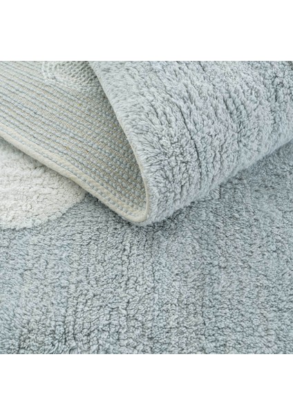 Cool Cotton Ccn 14 Multy Makinede Yıkanabilir Kaymaz Tabanlı Pamuk Dokuma Bulut Desenli Bebek Halısı