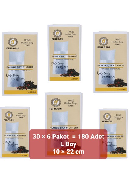 Çay Demleme Poşeti (Çay Filtresi) 10*22 Cm( L Boy) 30 Lu 6 Paket (180 Adet)